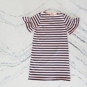 Crewcuts Pink and Navy Stripe Ruffle Sleeve Dress Size 10